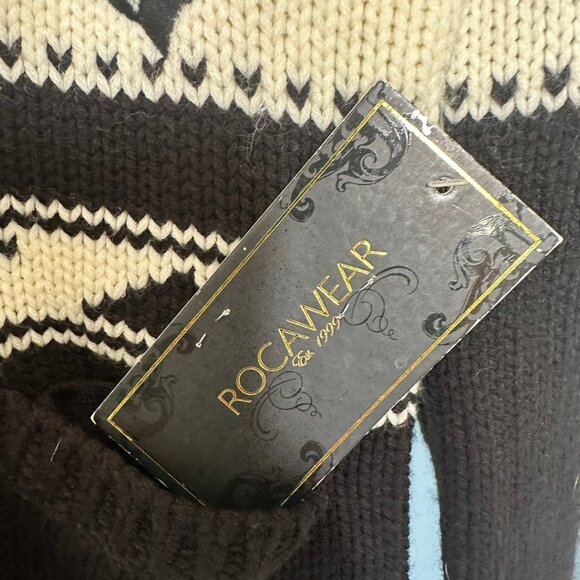 NWT Rocawear Chunky Cable Knit Zip Sweater – Size S – Black/White - Picture 6 of 11